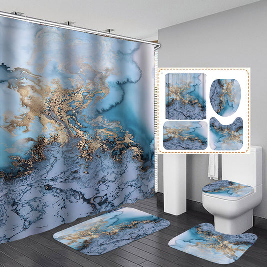 Marble Texture, Printed Polyester, Waterproof Shower Curtain Set - myrelevo