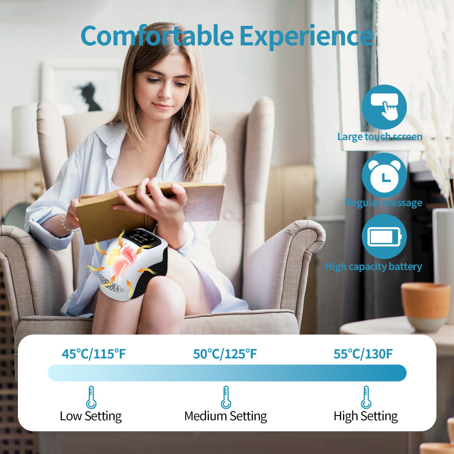 Pain Relief Infrared Laser Vibration Knee Massager - myrelevo