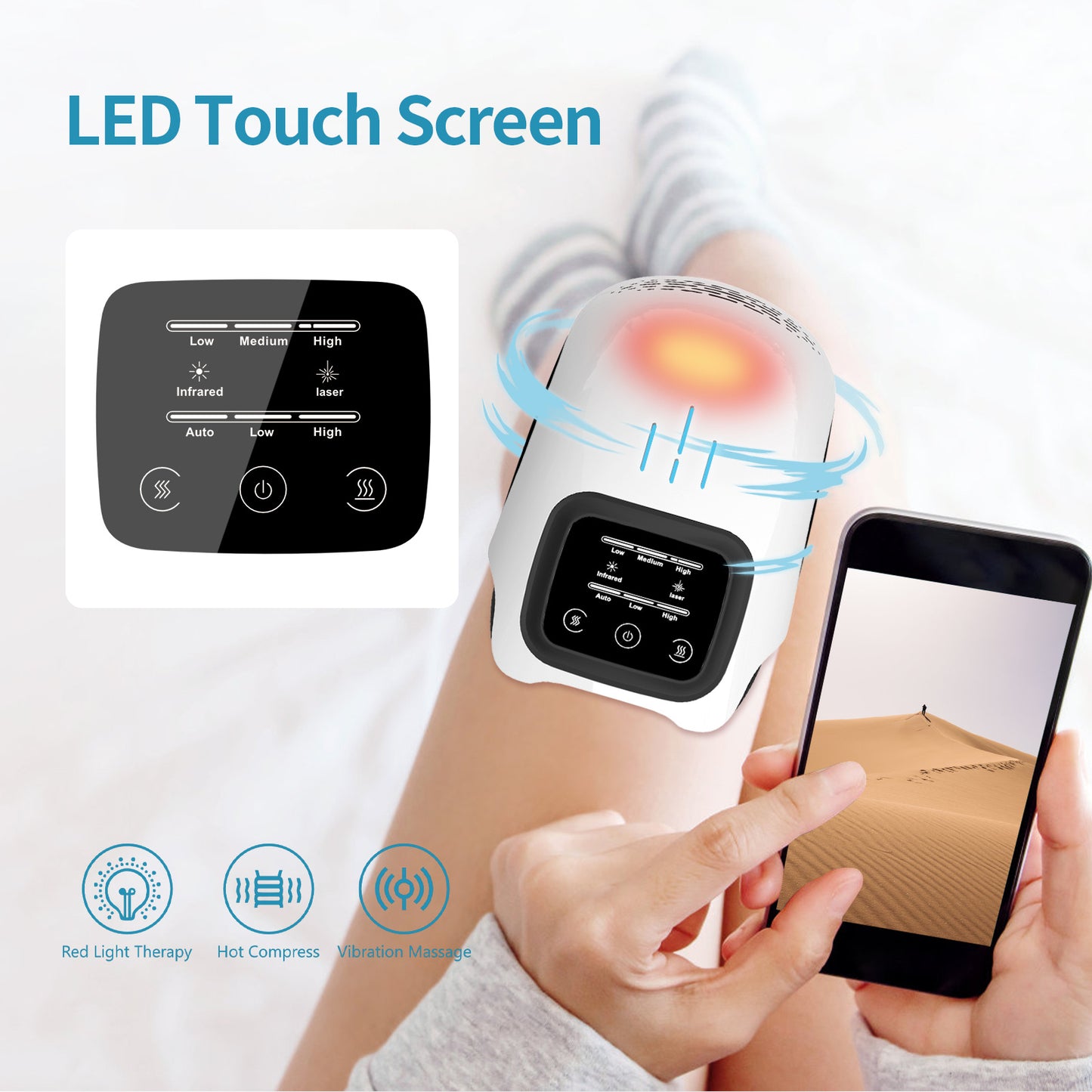 Pain Relief Infrared Laser Vibration Knee Massager - myrelevo