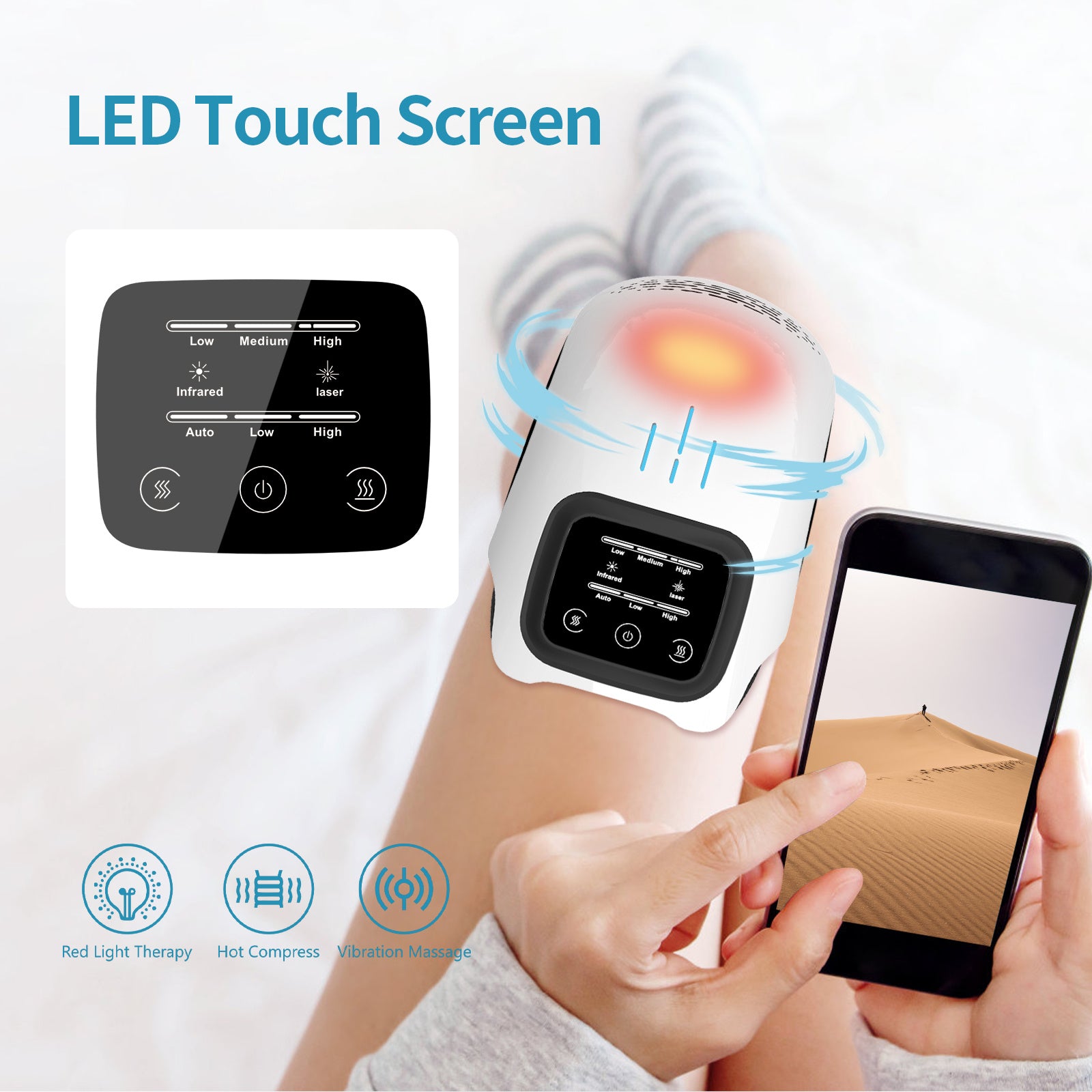 Pain Relief Infrared Laser Vibration Knee Massager - myrelevo