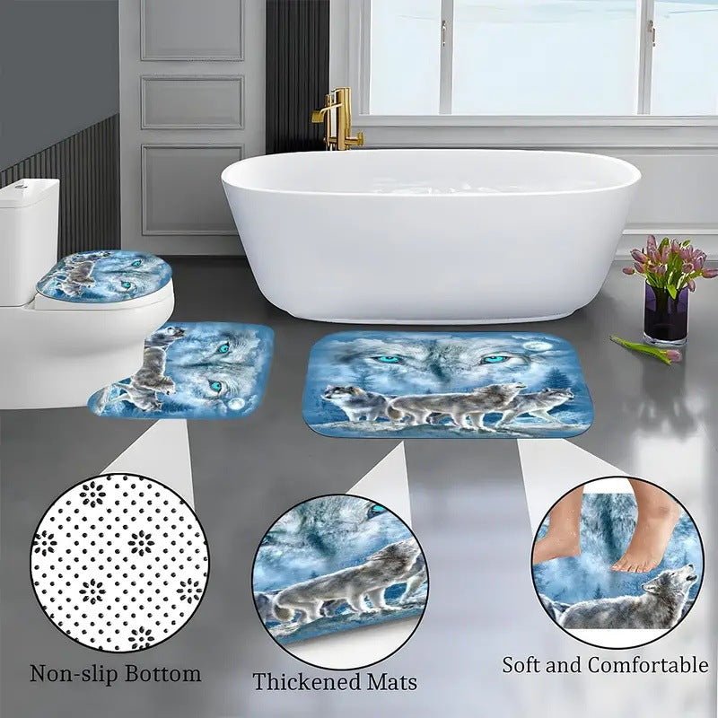 Line Winder Bathroom Polyester Shower Curtain Waterproof Peep - proof Partition Curtain Four - piece Set - myrelevo