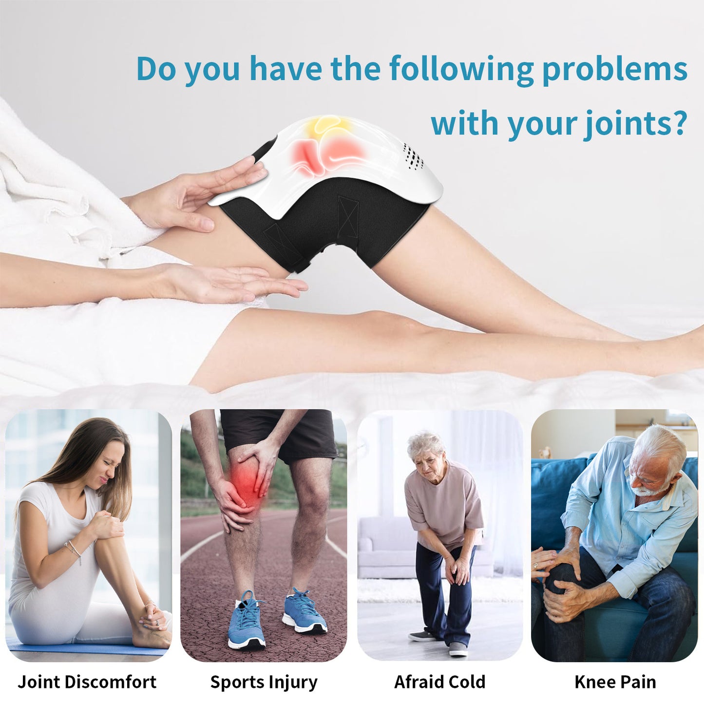Pain Relief Infrared Laser Vibration Knee Massager - myrelevo